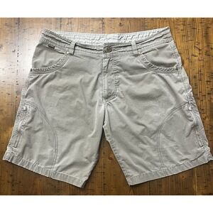 Kuhl Shorts Men 36 Khaki Brown Vintage Patina Dye Outdoor Hiking Zip Pocket